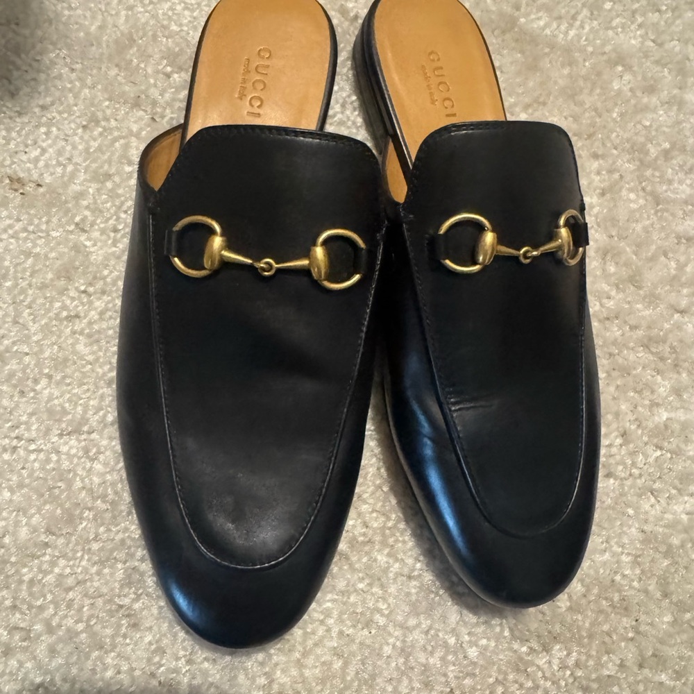 Gucci Black Leather Women's Princetown slipper loafers